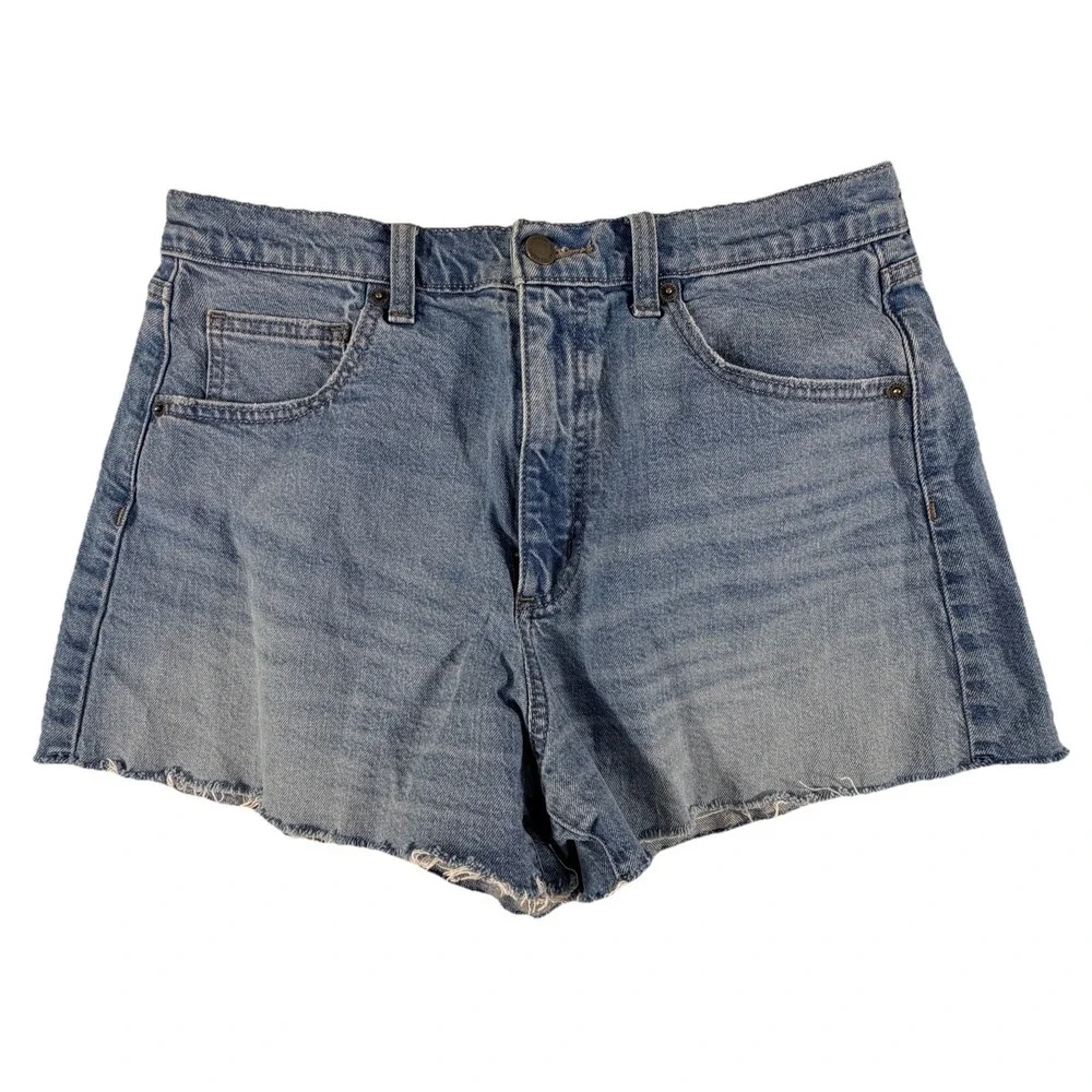 Universal Thread Shorts Women 10 Blue MidRise Baggy 90s Distressed Denim Raw Hem